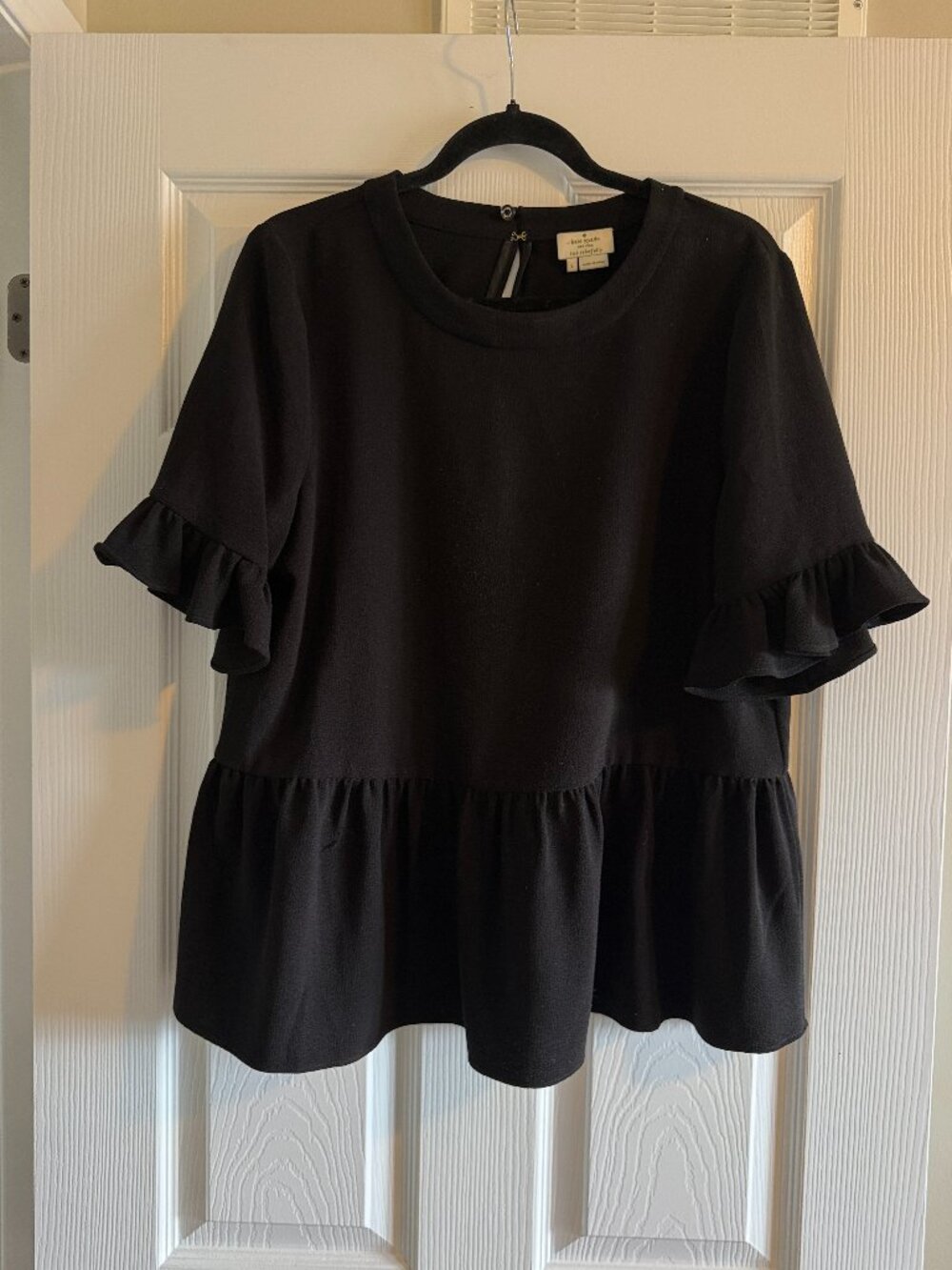Kate Spade New York Black Ruffle Peplum Top – Size L